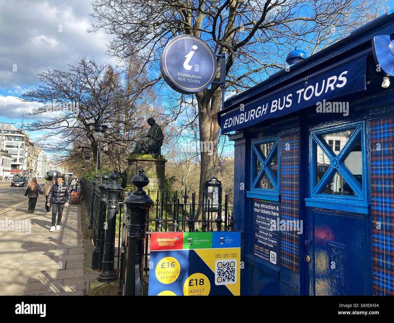 Edinburgh Bus Tours ticket office kiosk, Princes Street, Edinburgh Scotland - Smartphone Captured Stock Image