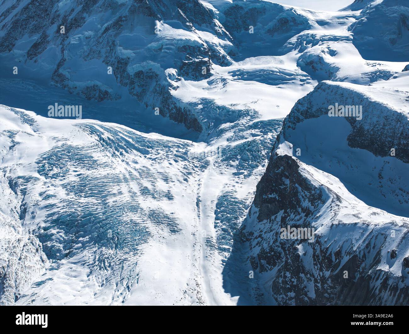 Aerial View of the Matterhorn and Glaciers in the Swiss Alps Stock ...