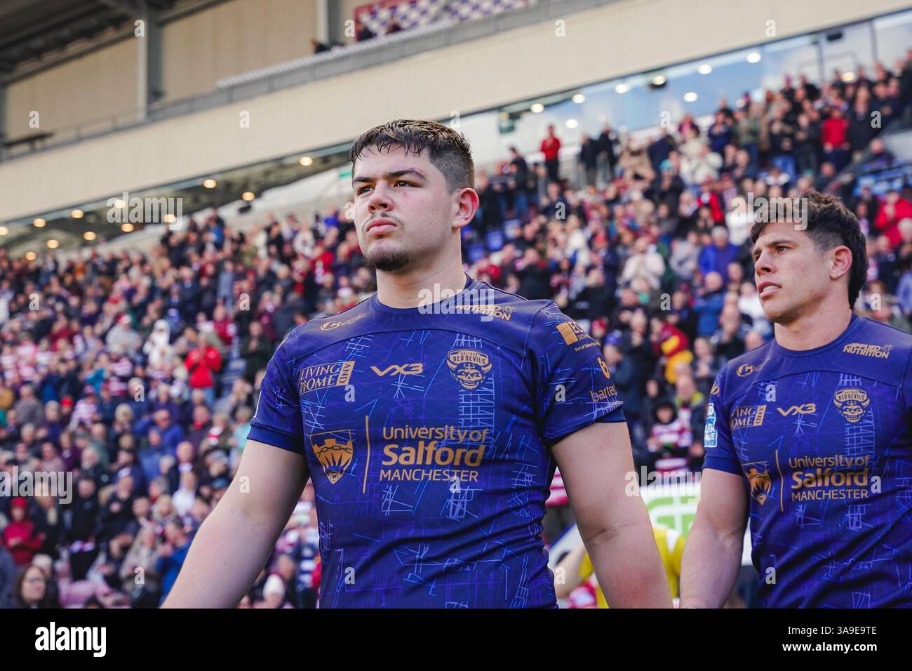 Hugo Shields England Rugby James Shields of Salford Red Devils. Wigan, England. 30th March 2025 ...