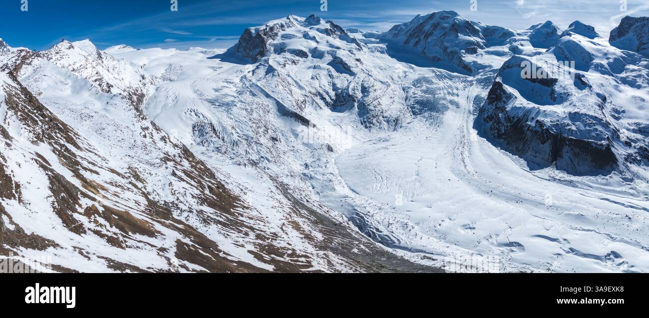Aerial View of the Matterhorn and Snow Covered Swiss Alps Peaks Stock ...