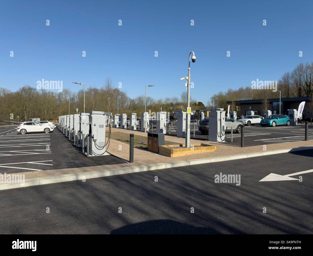 Winchester Hampshire England UK. 30.30.2025. Instavat UK's largest EV charging superhub close to the A34 north of Winchester. Power is supplied from o Stock Photo
