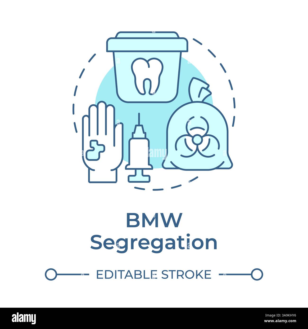 Biomedical waste segregation soft blue concept icon Stock Vector