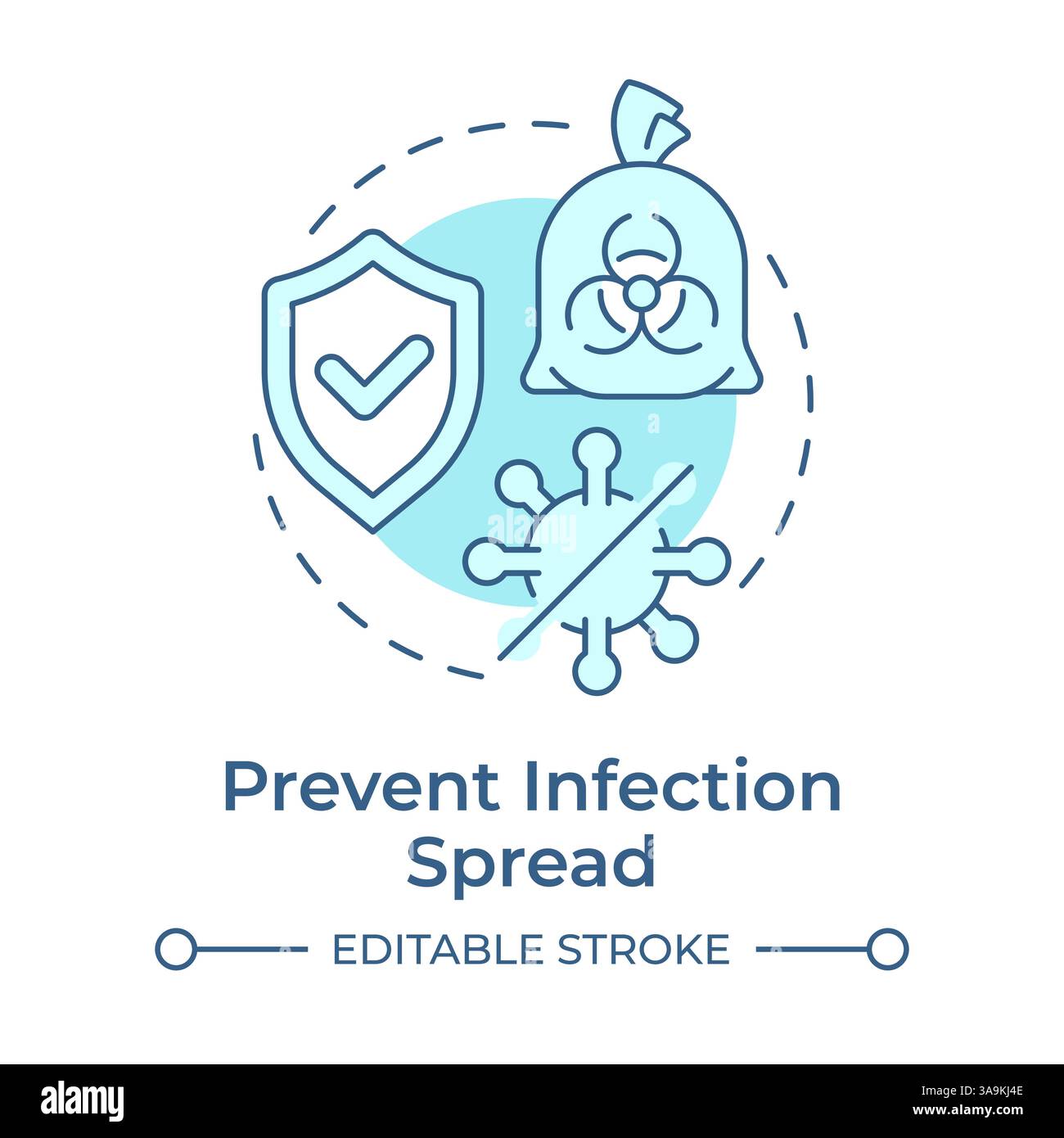 Prevent infection spread soft blue concept icon Stock Vector