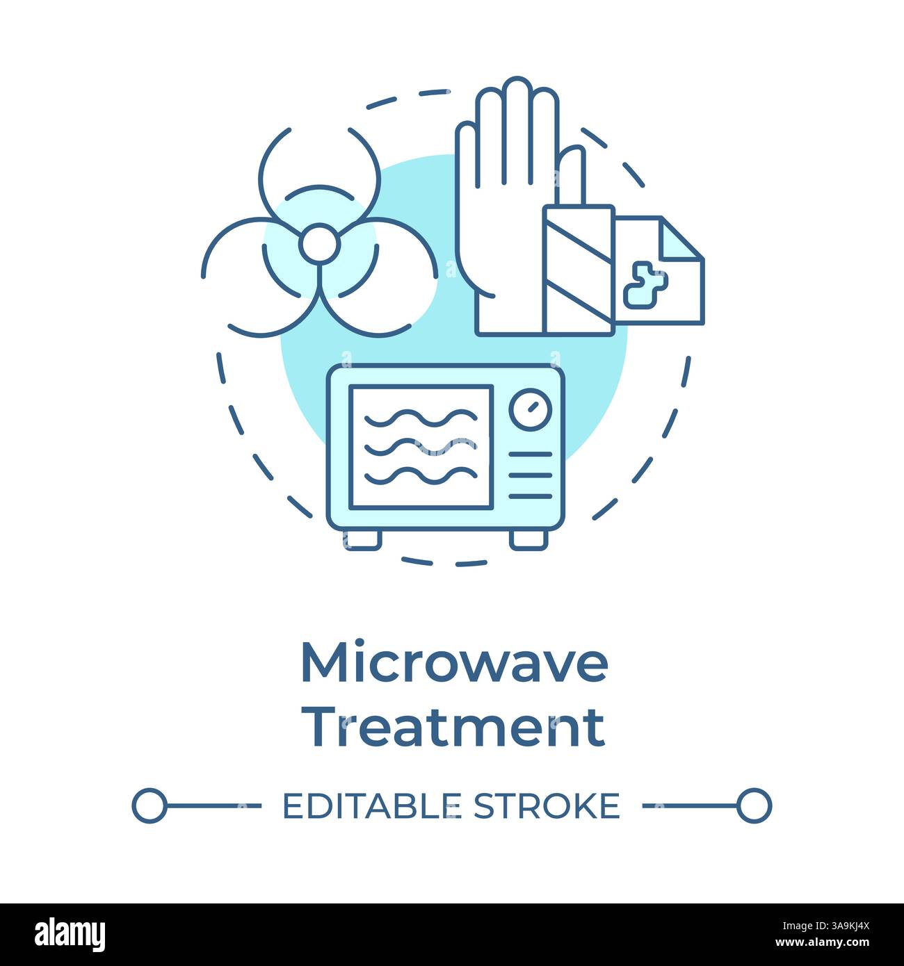 Microwave treatment soft blue concept icon Stock Vector