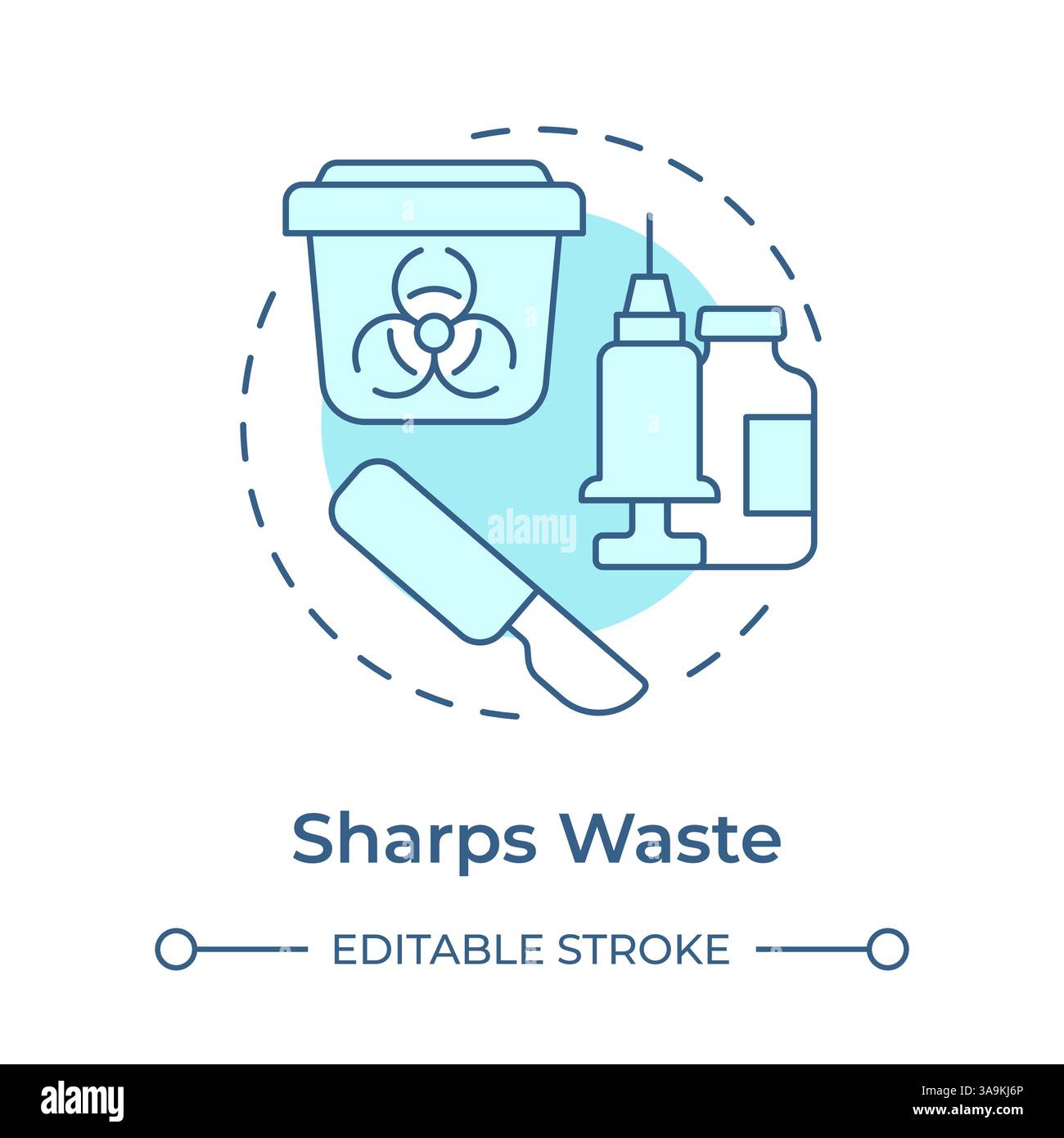 Sharps waste soft blue concept icon Stock Vector