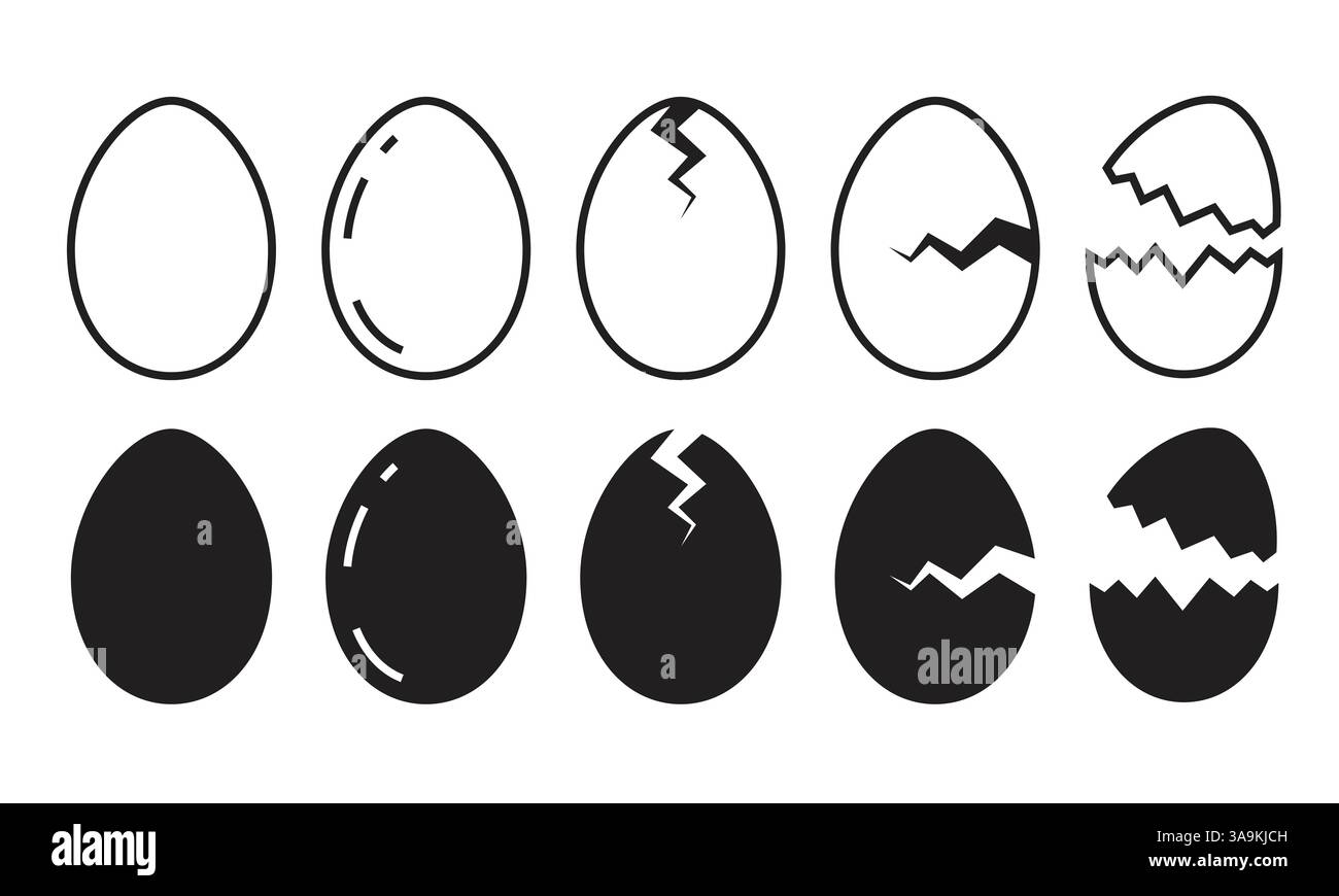 Set of broken eggs shapes Stock Vector