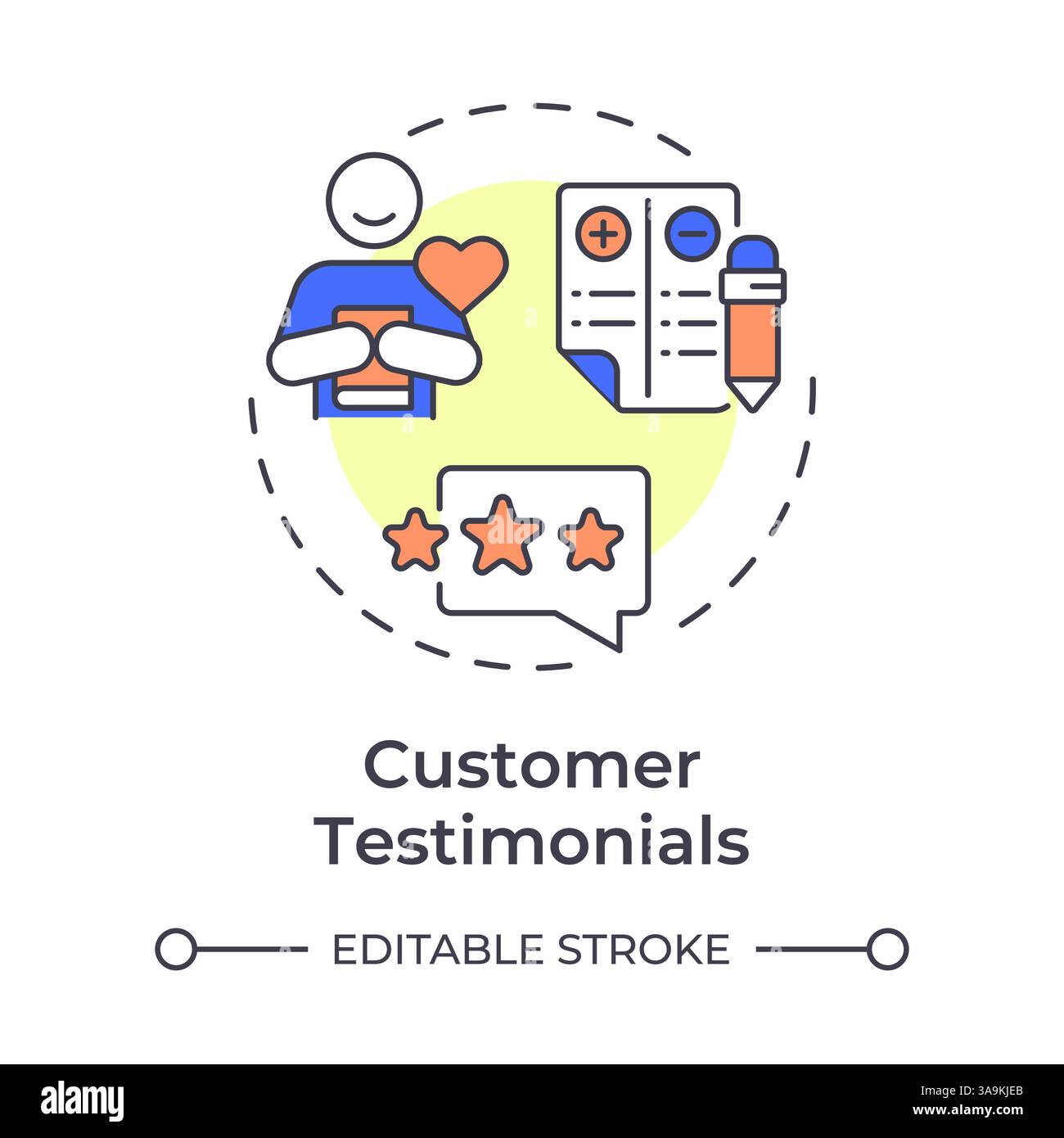 Customer testimonials multi color concept icon Stock Vector
