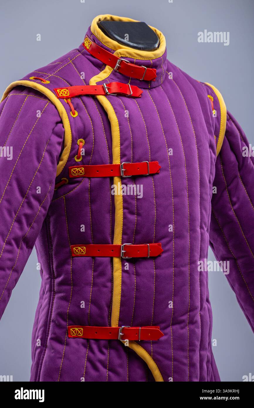 Vibrant Purple Sleeveless Quilted Medieval Gambeson Stock Photo - Alamy