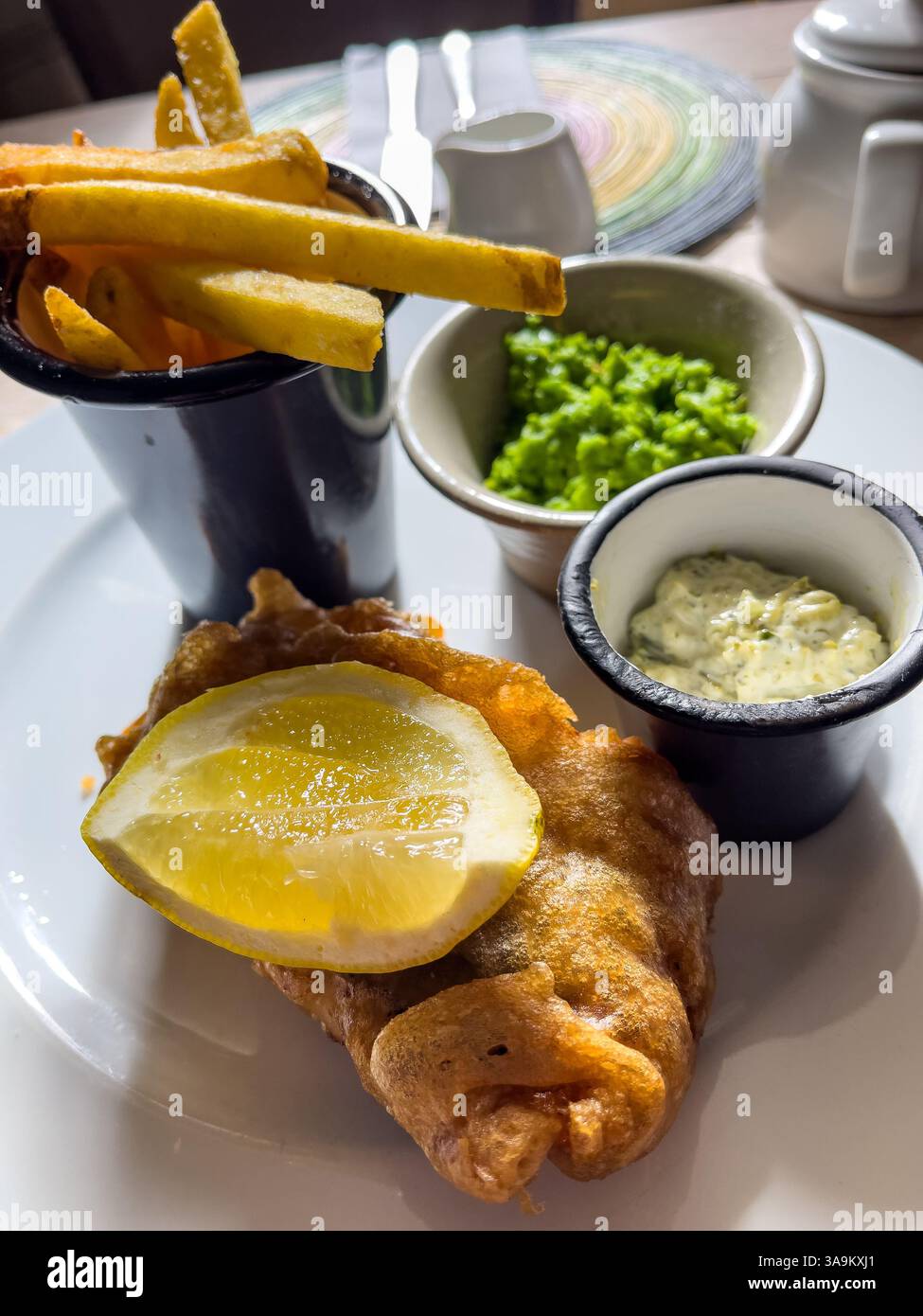 Fish and chips at the Red Lion, Arligham. - Smartphone Captured Stock Image
