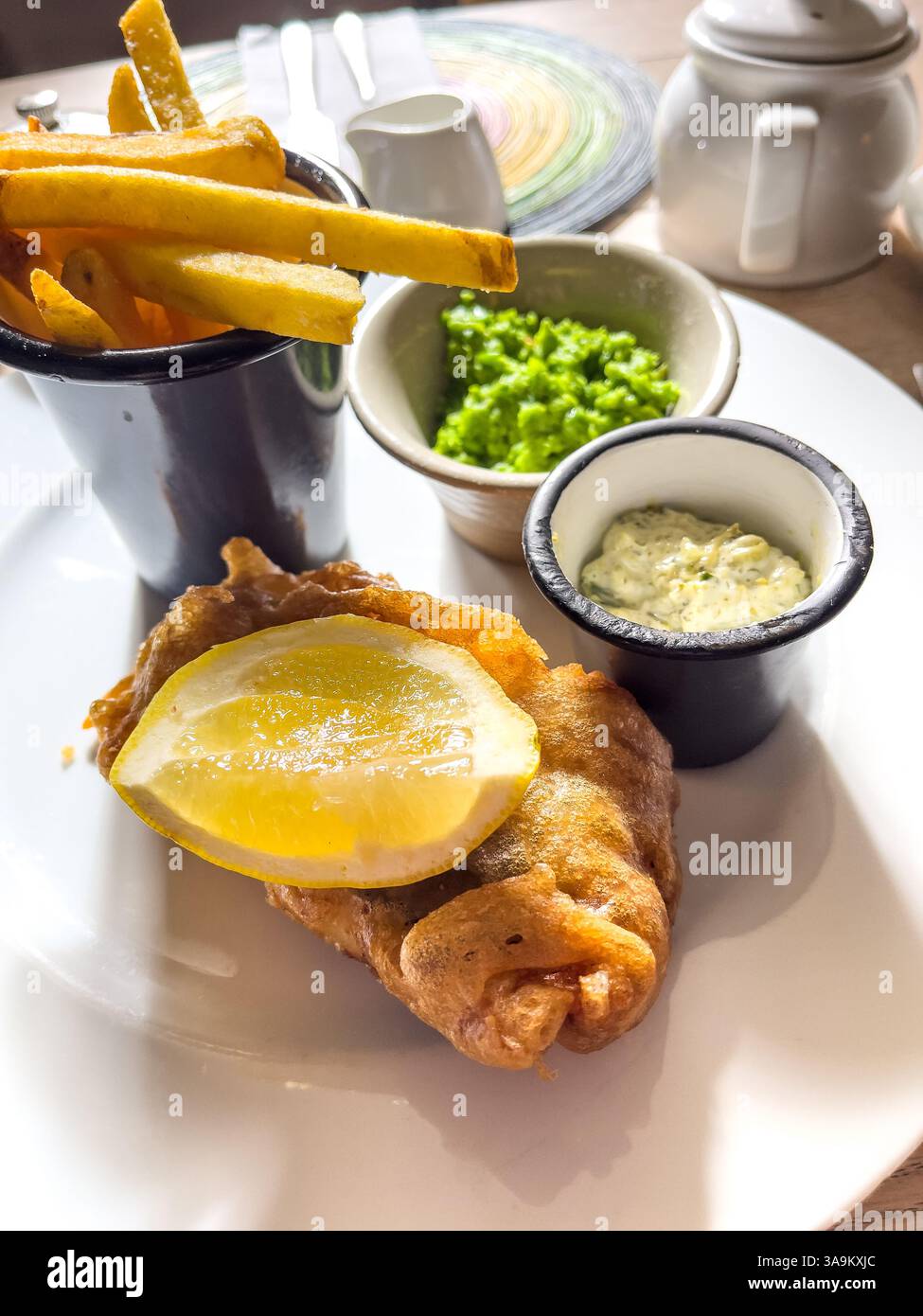 Fish and chips at the Red Lion, Arligham. - Smartphone Captured Stock Image