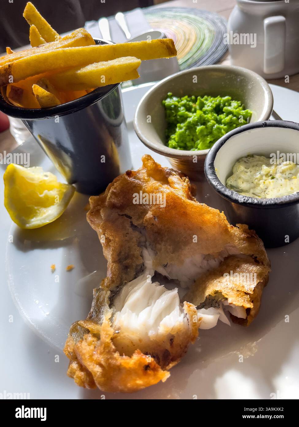 Fish and chips at the Red Lion, Arligham. - Smartphone Captured Stock Image