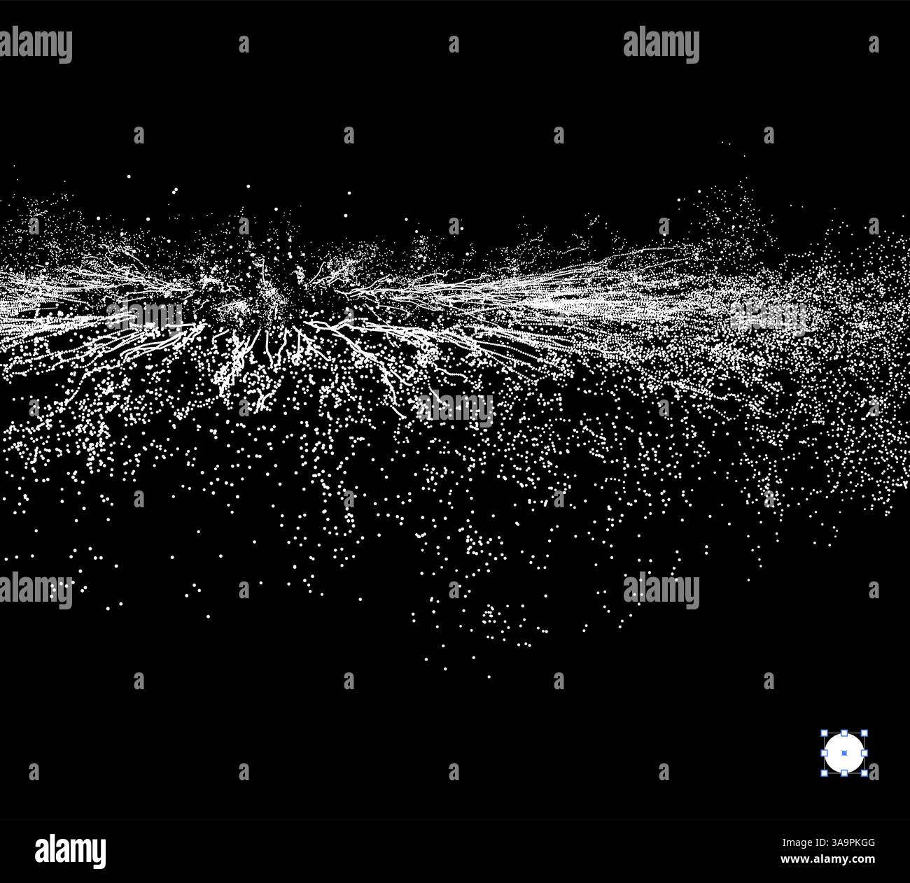 Point Explode. Array with Dynamic Emitted Particles. Abstract Dynamic ...