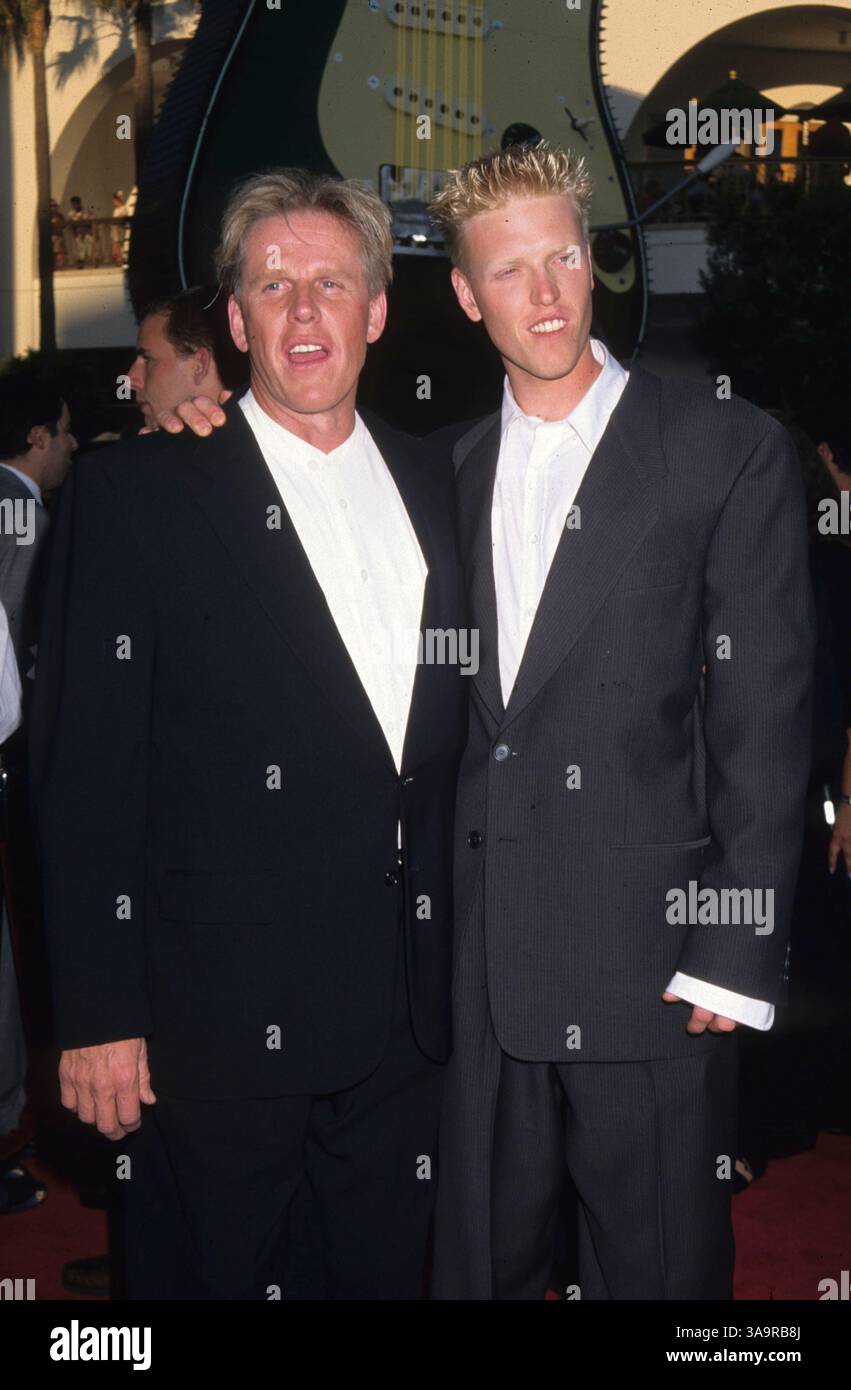 Jul 17, 1996; Los Angeles, CA, USA; William Jake Busey (born June 15, 1971 in Los Angeles, California), sometimes credited as Jacob Busey, is an American actor/film producer.  He is the son of Gary Busey and Judy Helkenberg. An only child, his parents divorced when he was 16.  'The Frighteners' premiere with Gary Busey. Stock Photo
