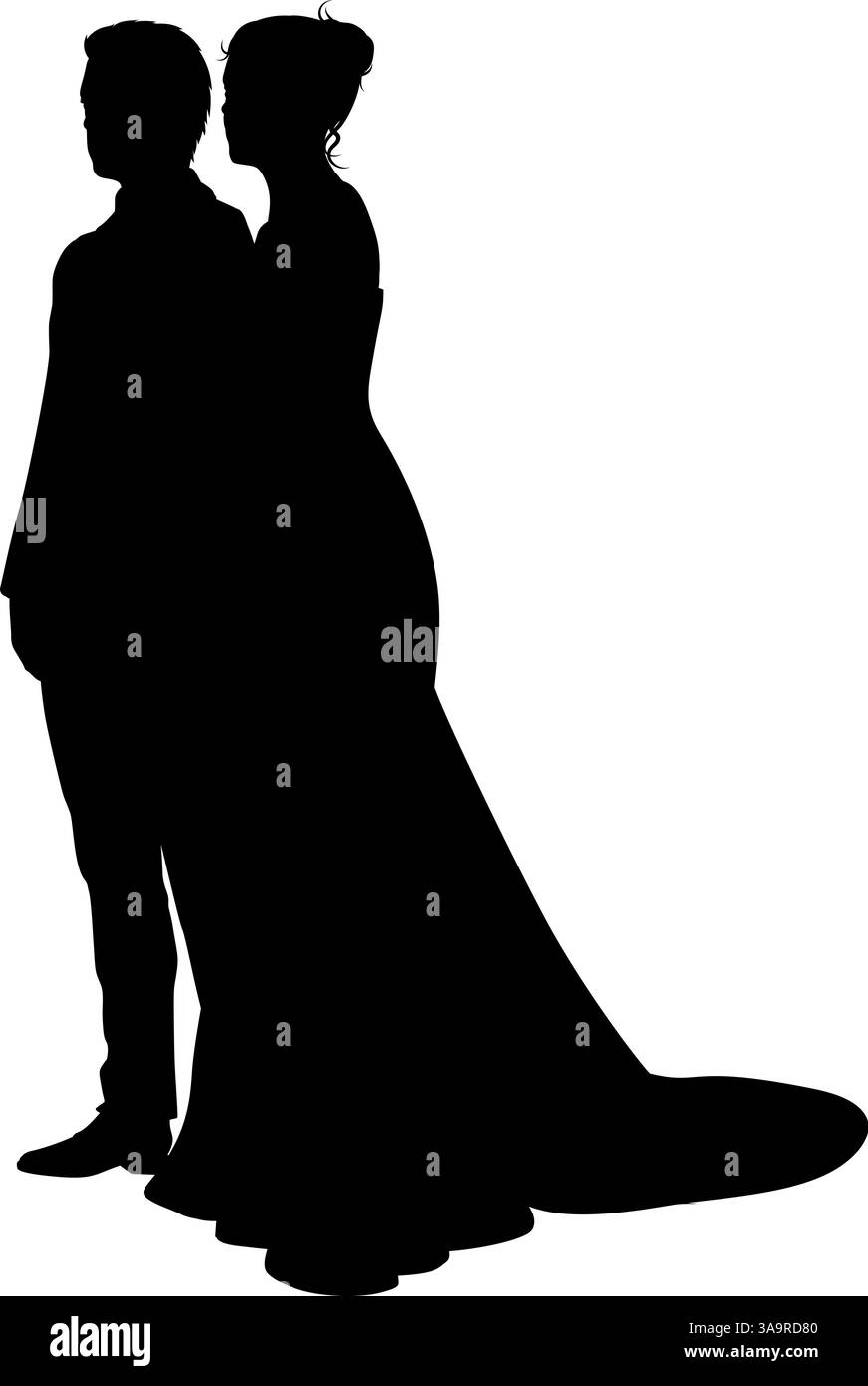 Bride And Groom Couple Wedding Dress Silhouettes Stock Vector Image ...