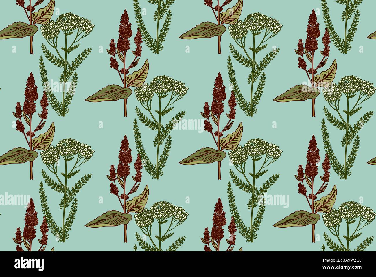 Botanical floral seamless pattern with wildflowers vector illustration ...