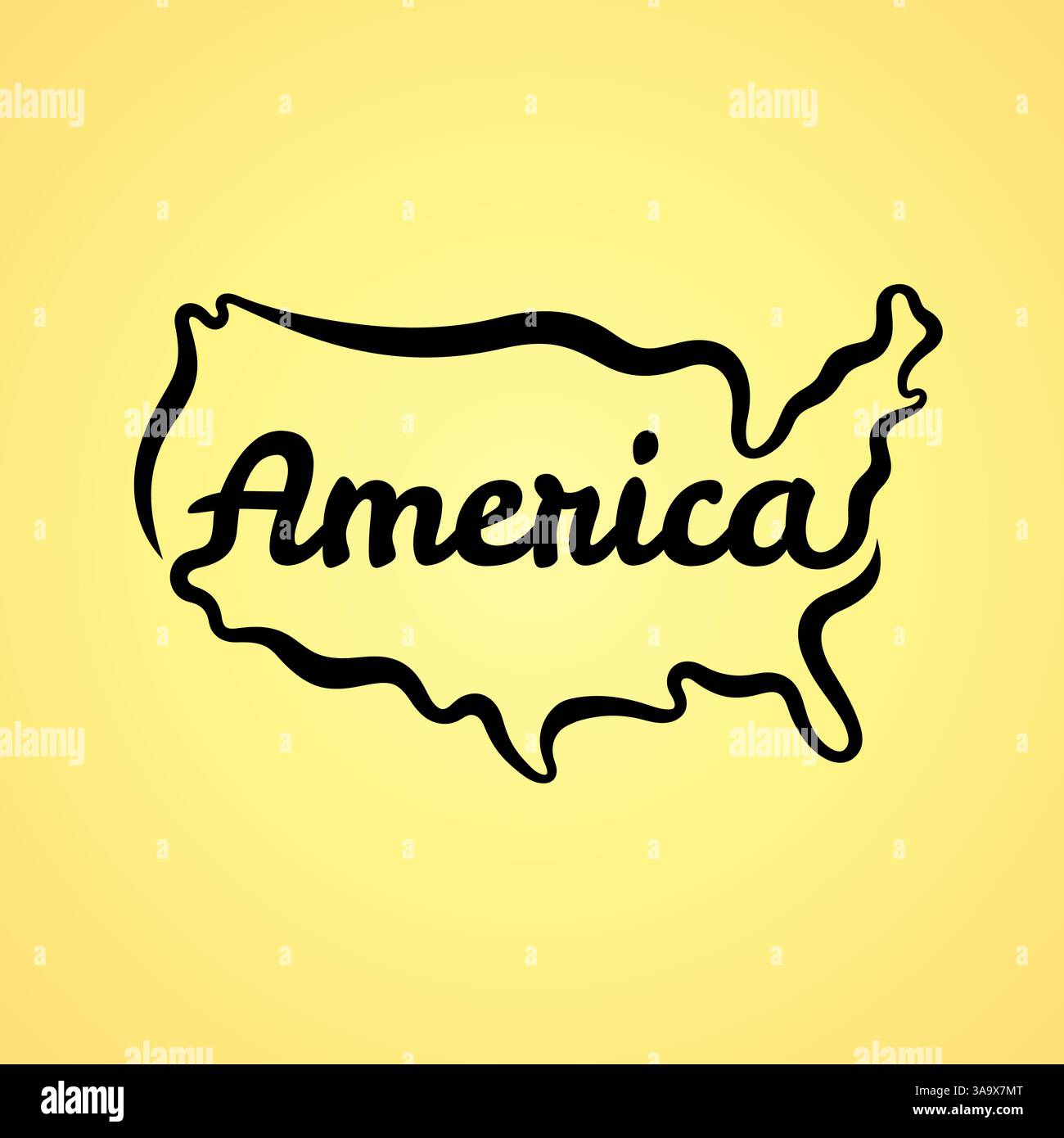Map of America - shape and name in one line Stock Vector Image & Art ...