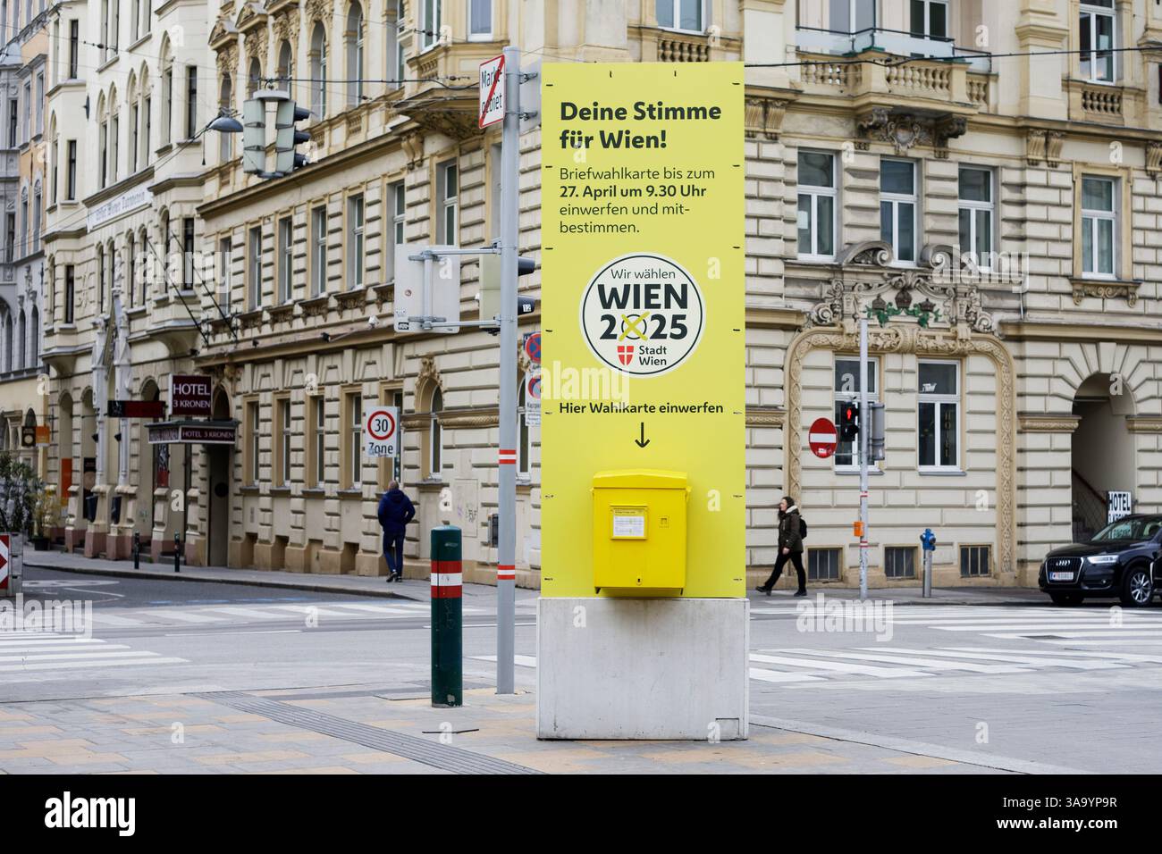 AUSTRIA; VIENNA; 20250331; An election mailbox for the upcoming ...
