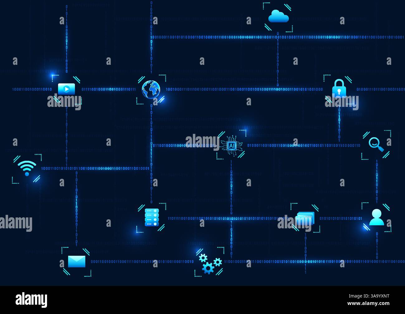 Rapidly developed technology innovation is an image that shows a numeric code linked to software. It is a response to running data as a technology. Ve Stock Vector