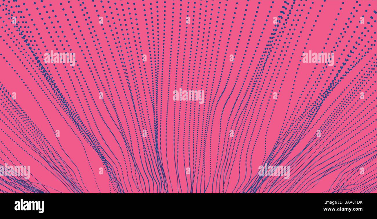 Array with dynamic emitted particles. 3d technology style. Abstract background. Vector illustration. Stock Vector