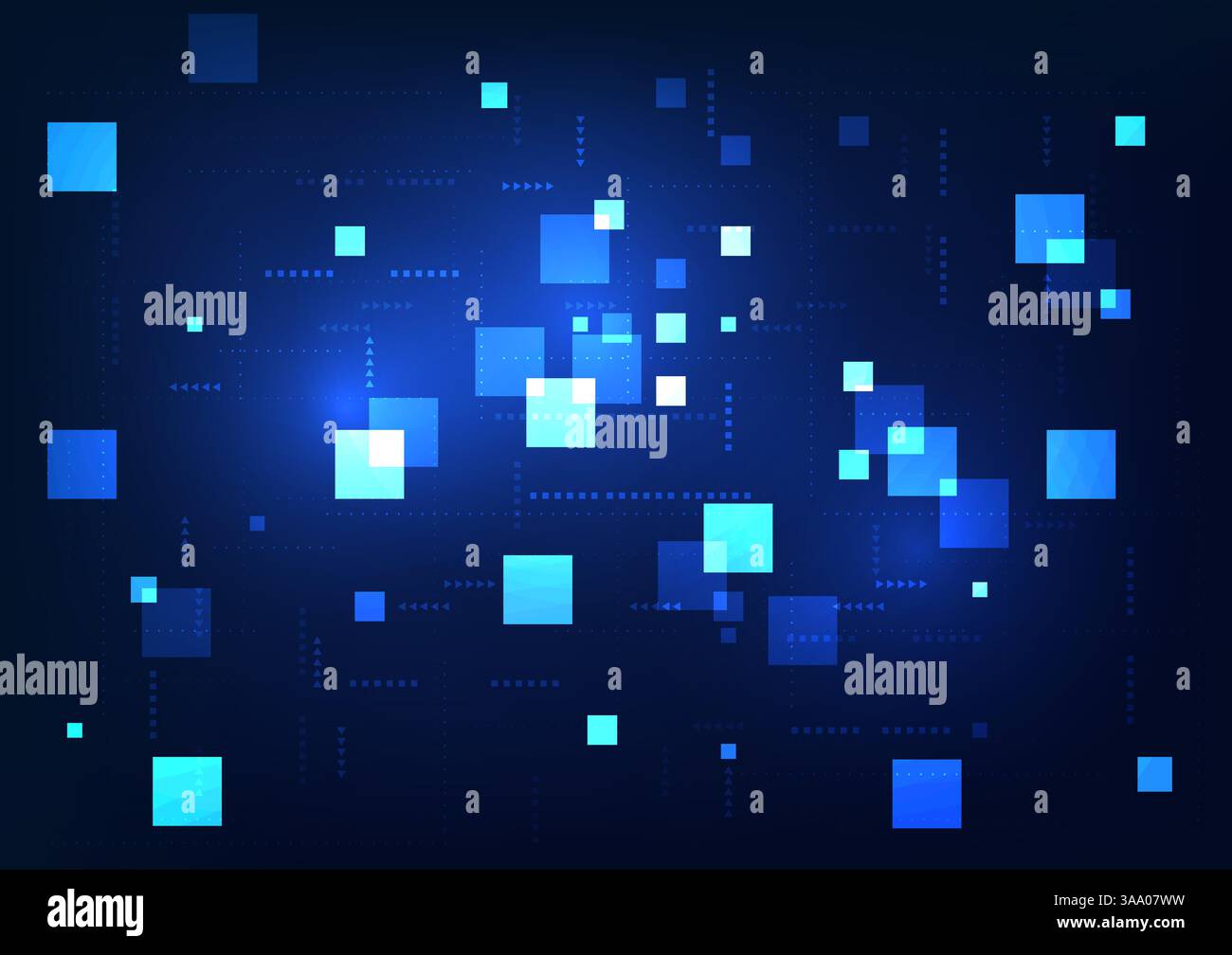 Abstract technology background. Geometric squares connected with elements. Represents data storage and export technology. Stable and secure. Vector il Stock Vector