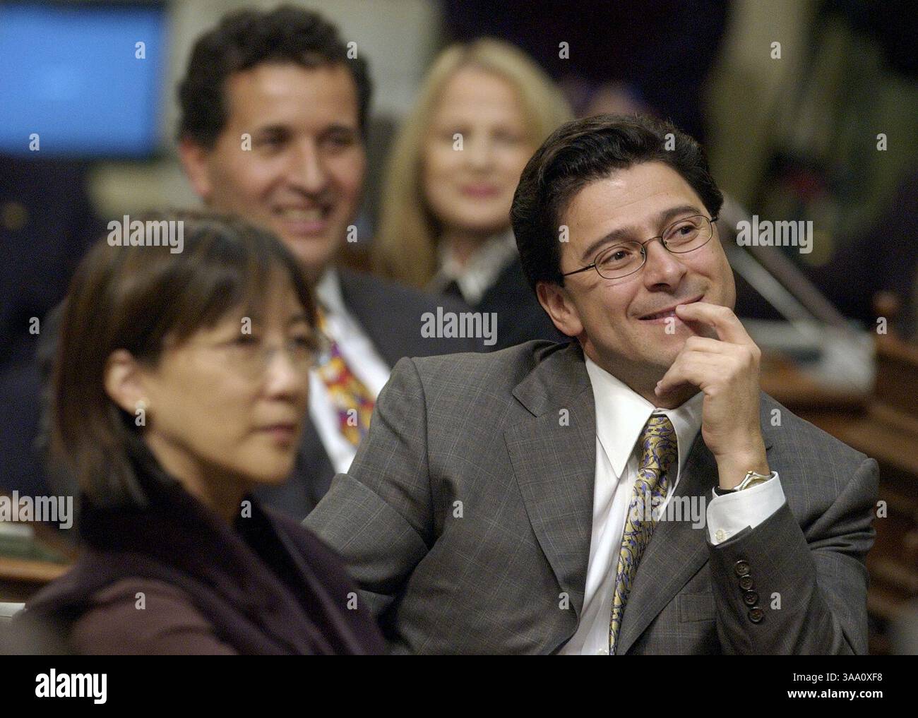 LEDE-- First-year Assemblyman Fabian Nuñez, D-Los Angeles, listens to ...