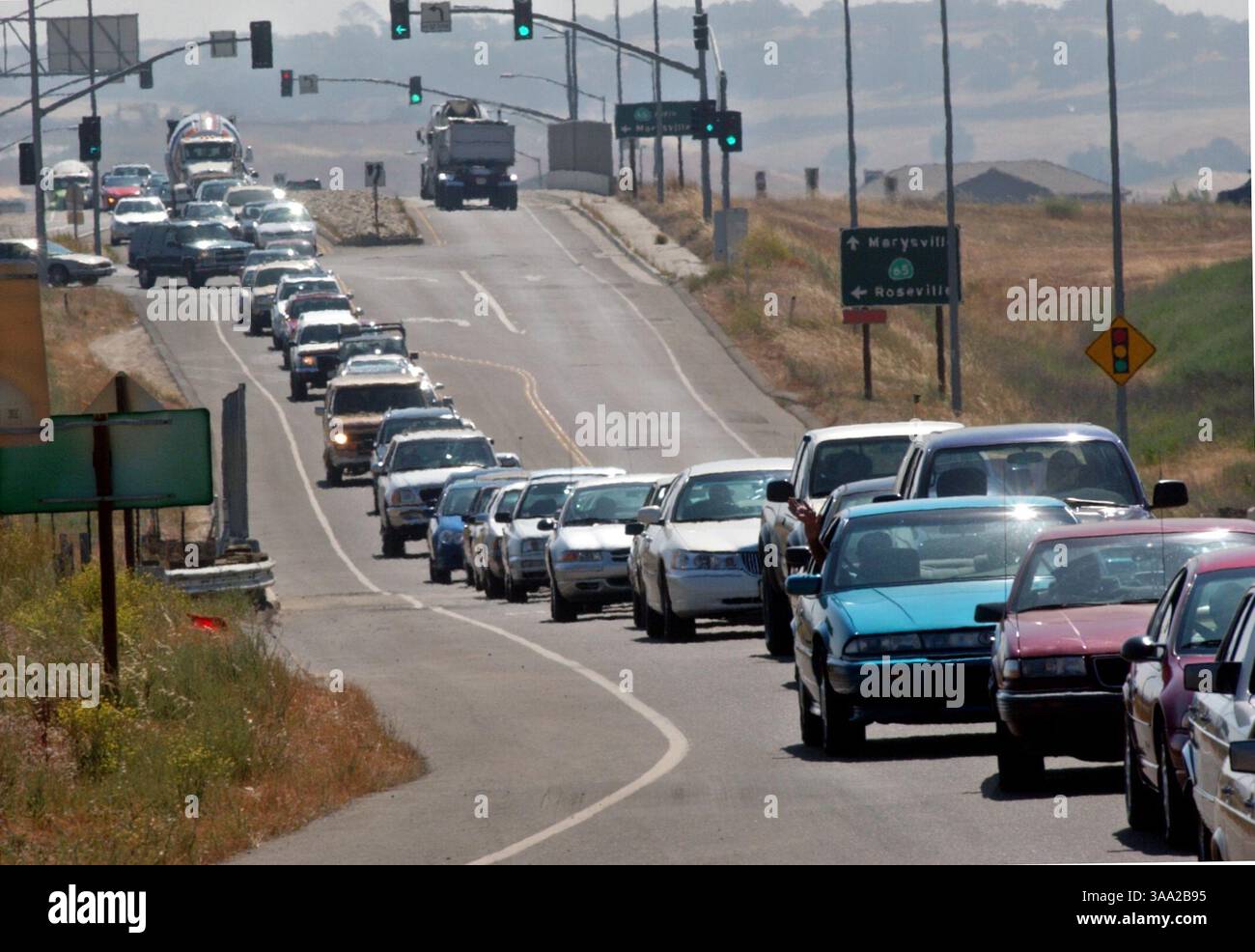 DAILY DAILY  The new Indian gaming facility, the Thunder Valley Casino, opened today, Monday, June 9, 2003.  Traffic entering the facility was at a near standstill for several miles. This view is from the intersection of Industrial Blvd. looking a traffic along 12 Bridges Rd. where cars were exiting Highway 65.  Sacramento Bee/  Jay Mather  /ZUMA Press Stock Photo