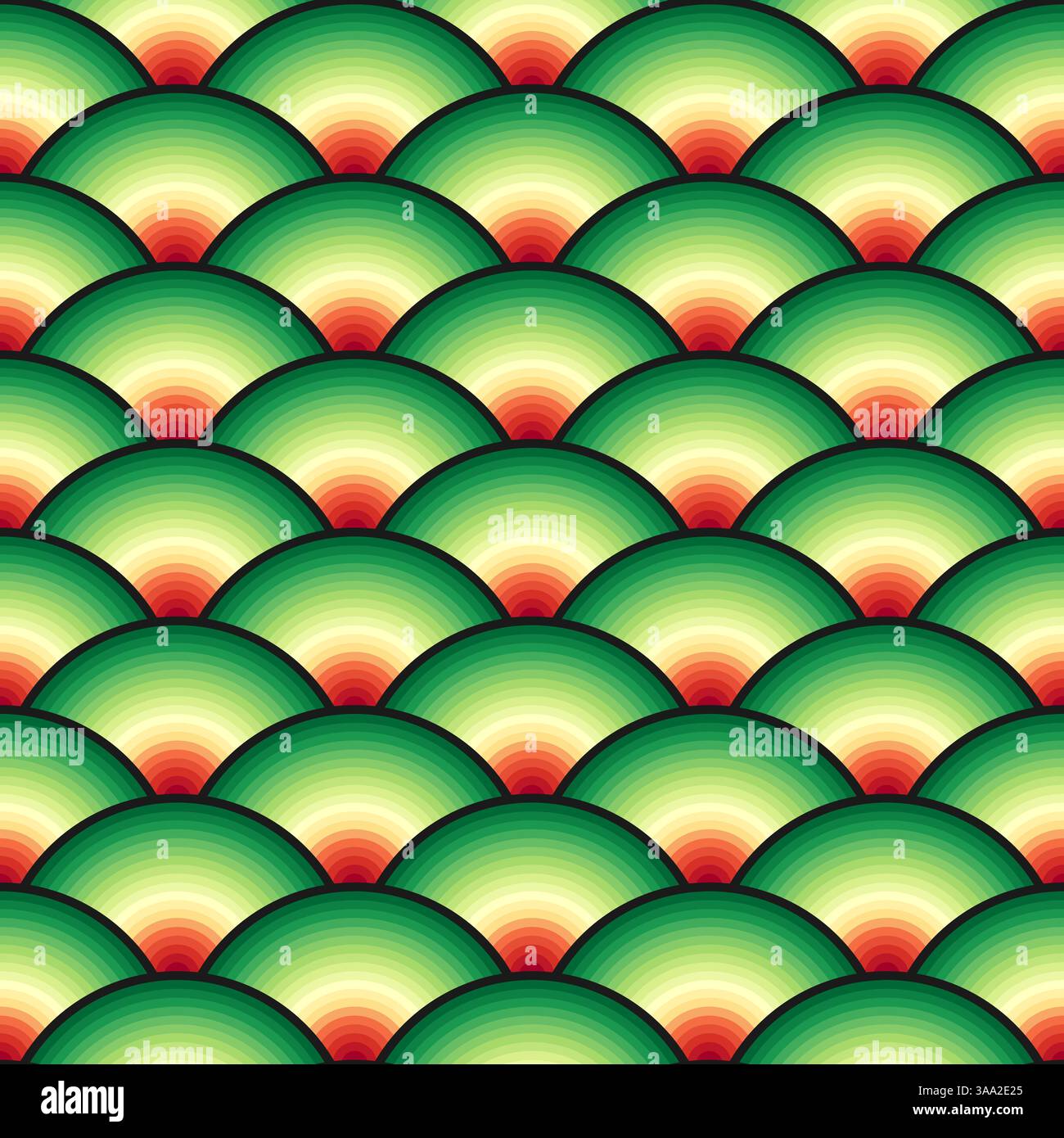 Seamless pattern with chinese fish scales. Colored vector background. Stock Vector