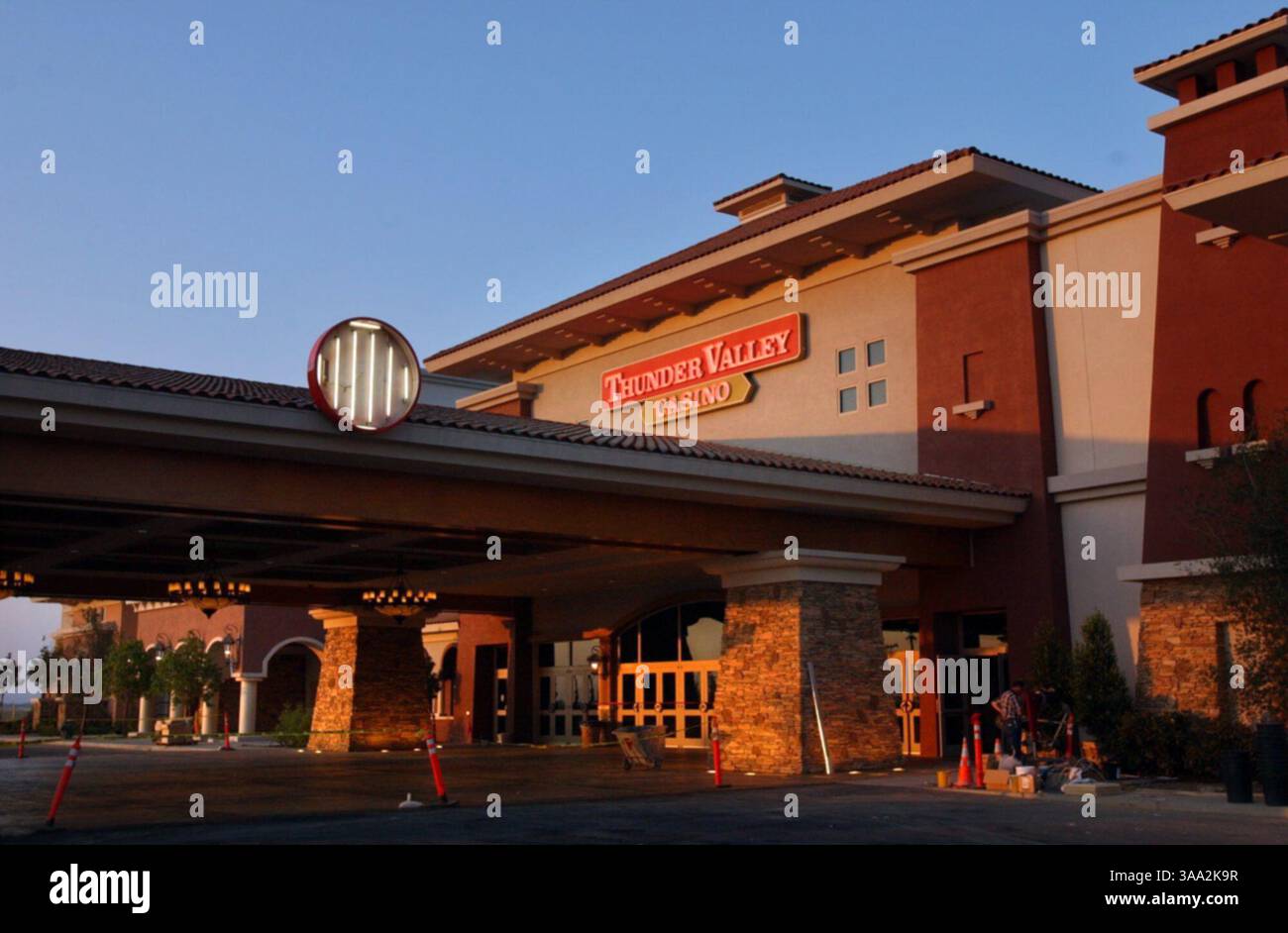 The Thunder Valley Casino located off of highway 65 at Twin Bridges will open to the public June 9th at 10:00 am. A week before opening, the building was still undergoing final touches including the tribal symbol sign that will be placed in the circle. Photo taken June 2, 2003. Sacramento Bee/  Lezlie Sterling/ZUMA Press Stock Photo