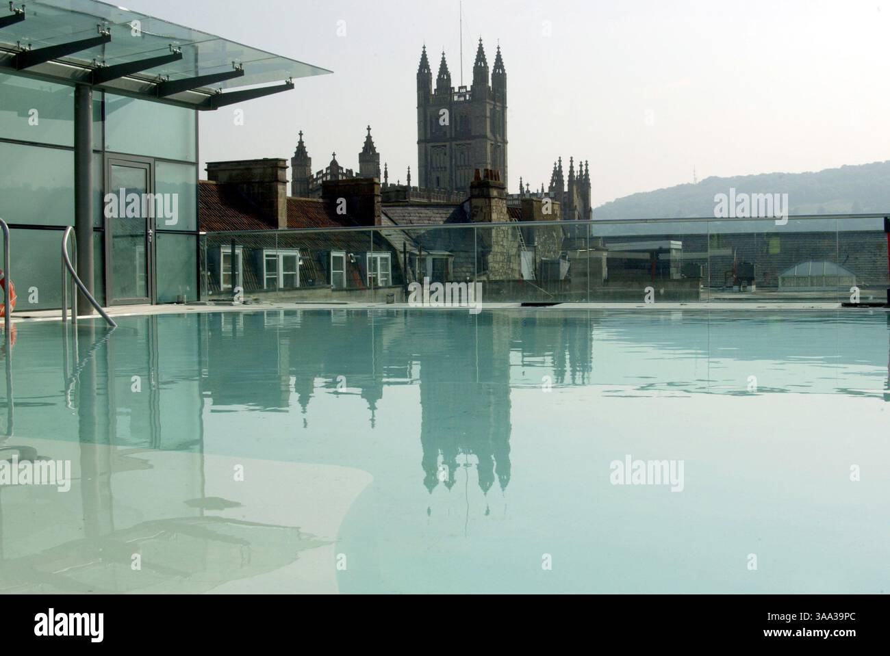 Aug 08, 2006; Bath, England, UK; The rooftop spa pool with a view of ...