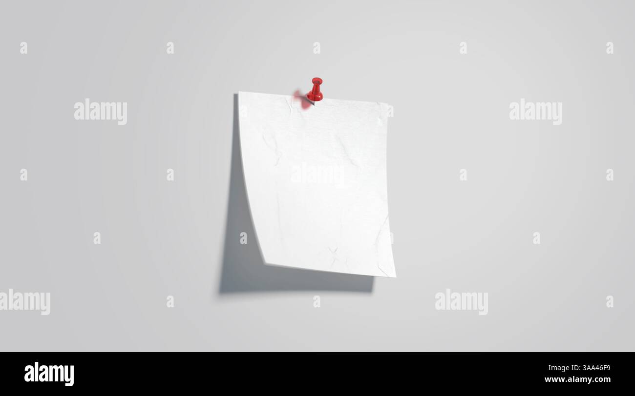 Blank white pinned paper note mockup, depth of field Stock Photo - Alamy
