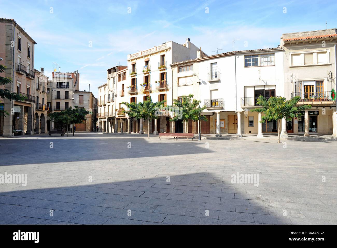 Santa Coloma de Queralt, Main square. Conca de Barberà, Tarragona province, Catalonia, Spain. Stock Photo