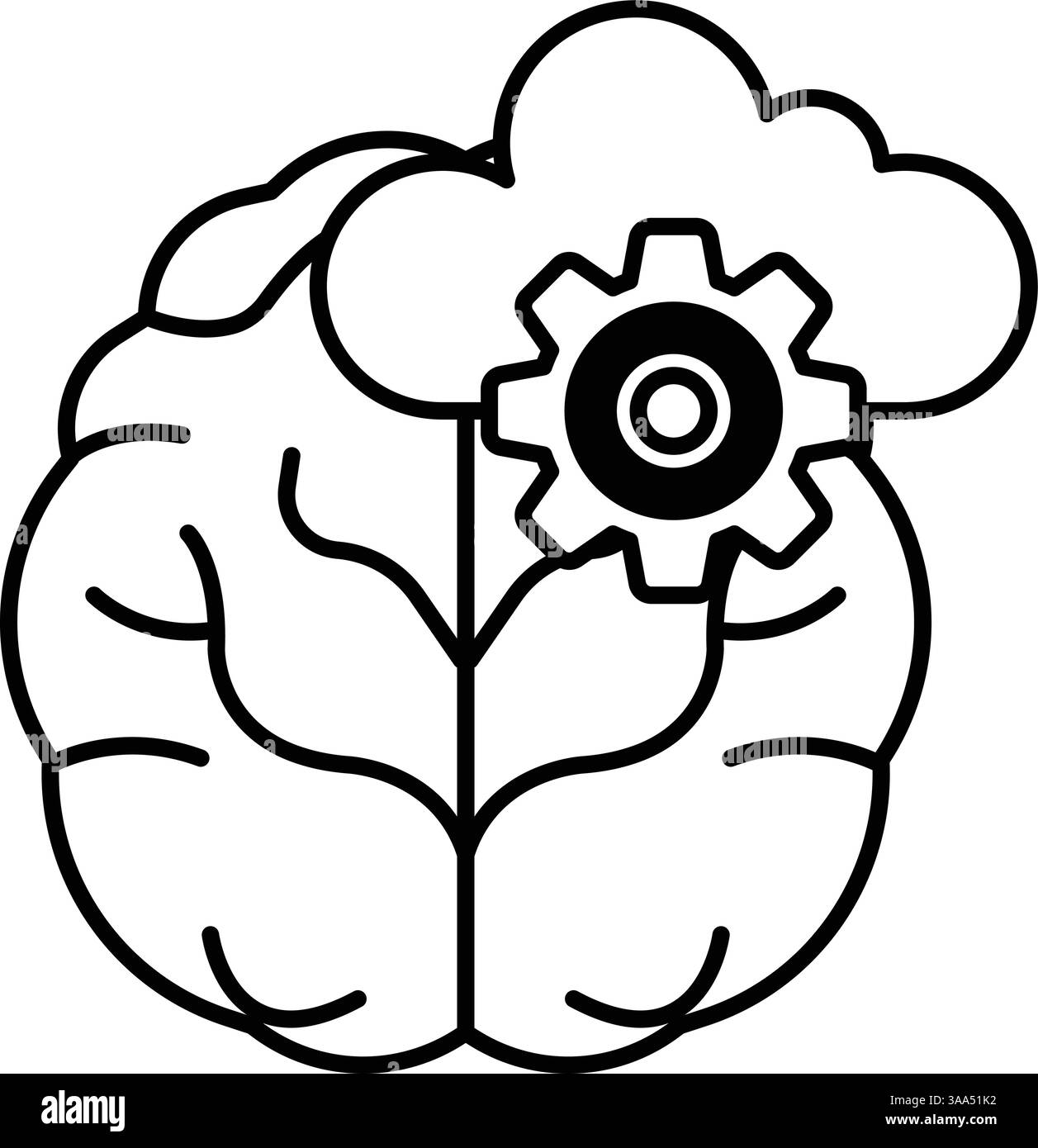 A brain with a gear in the middle Stock Vector Image & Art - Alamy