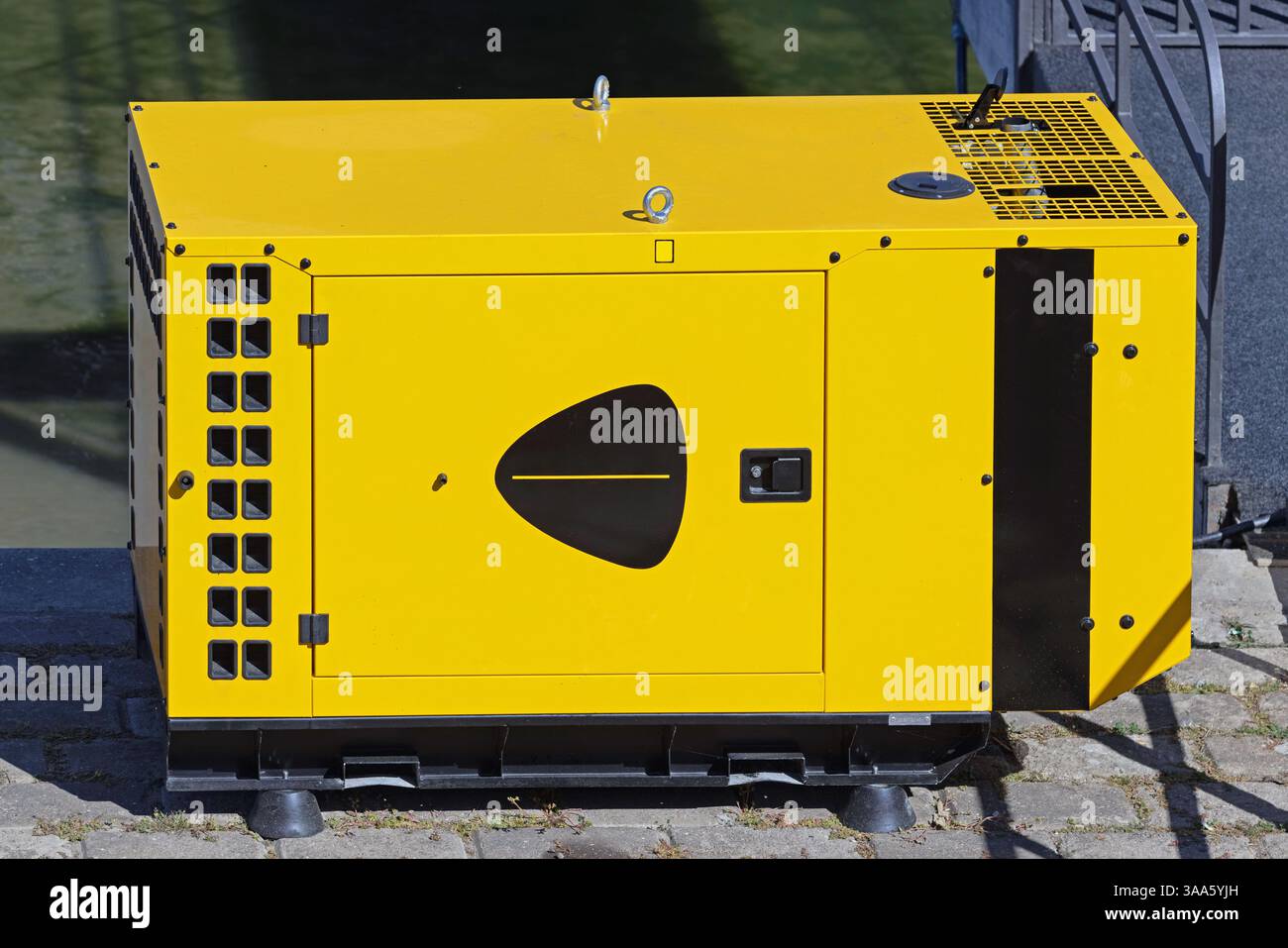 Bright Yellow Auxiliary Power Electric Generator Diesel Engine Box ...