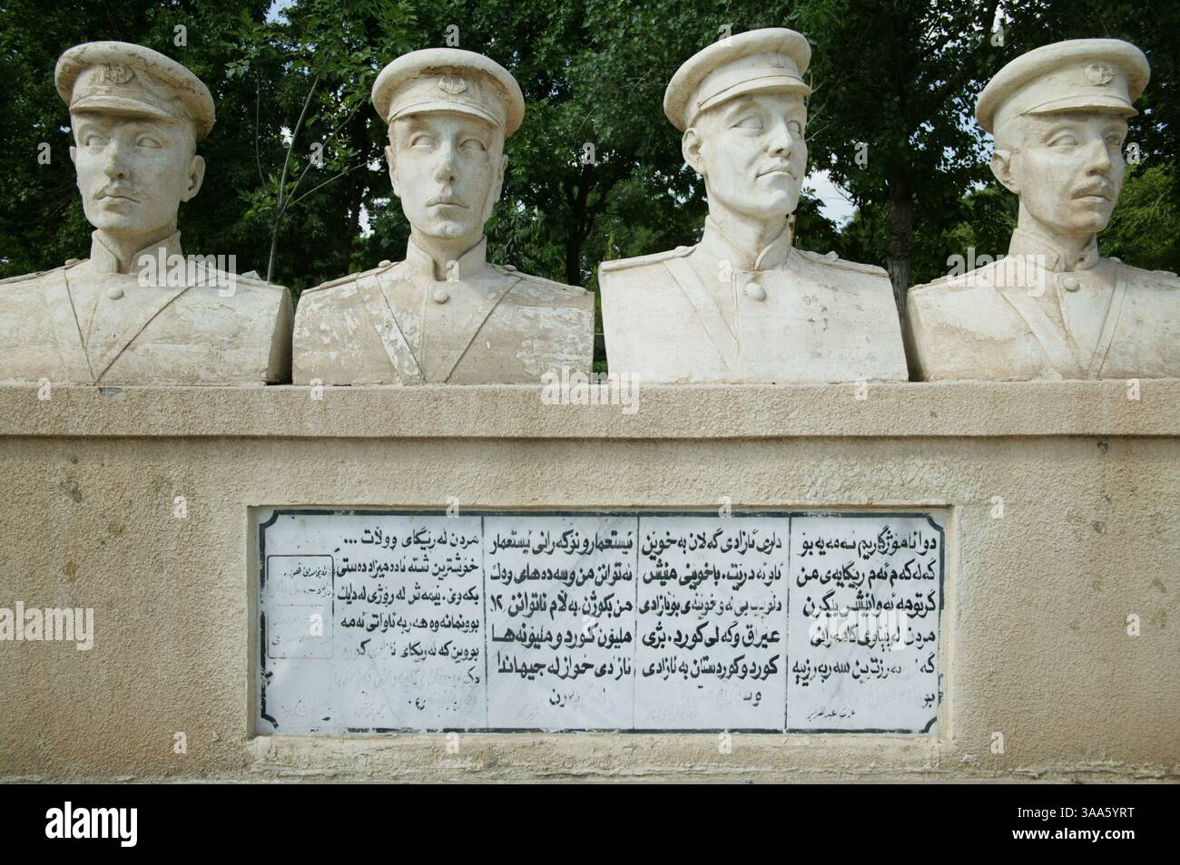 00 00, 2004; Erbil, IRAQ; Kurdish heroes: statues of four Kurds ...