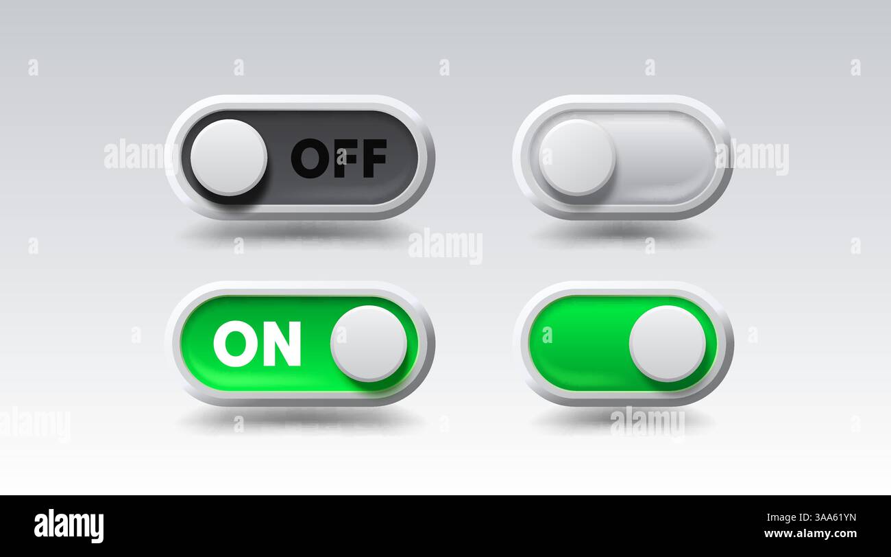 On off switch button ui isolated white background. Vector illustration ...