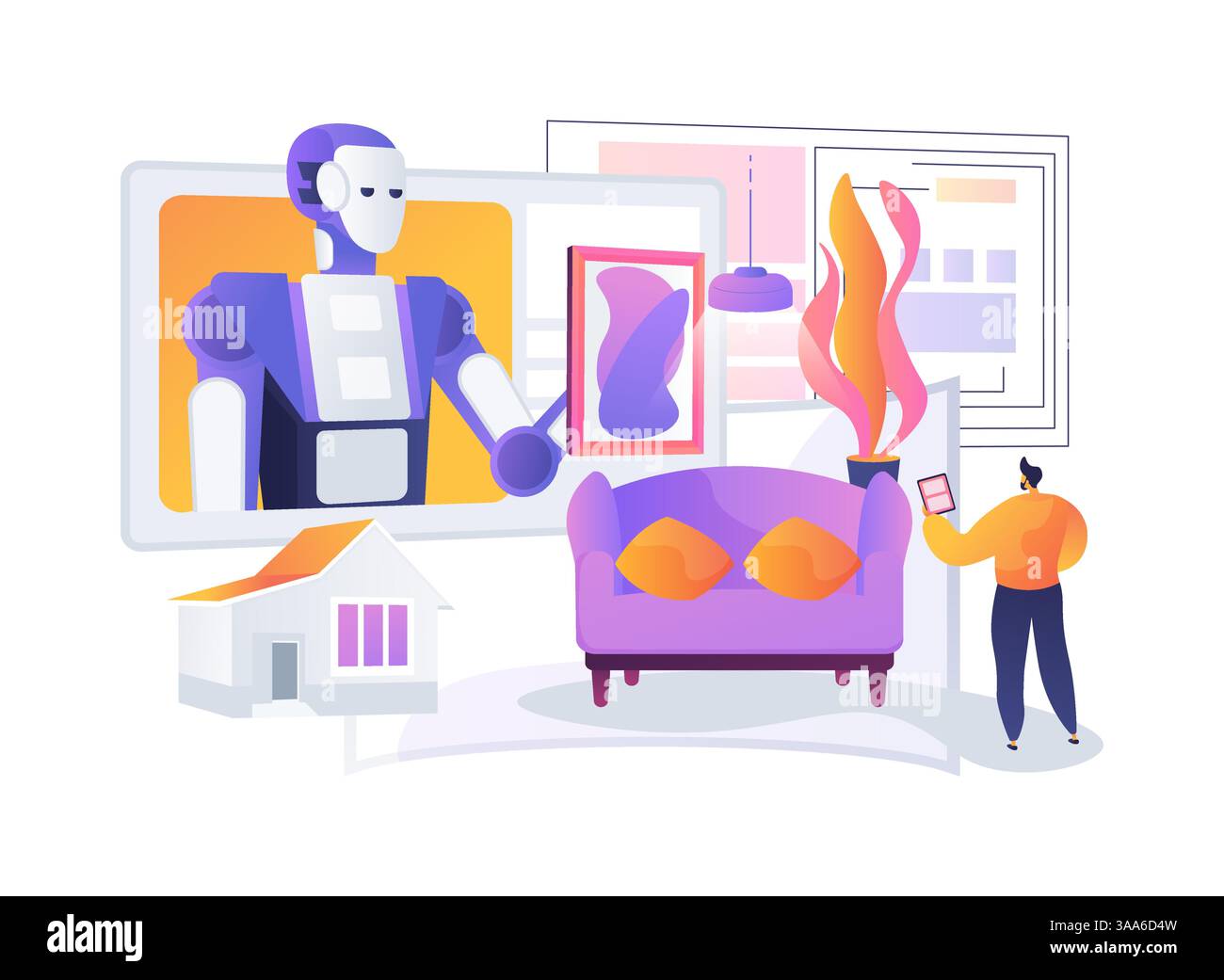 AI Virtual Interior Design abstract concept vector illustration Stock ...