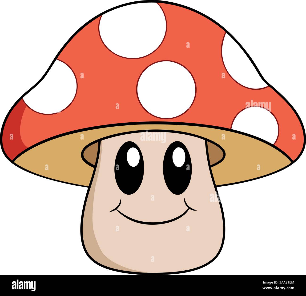 Smiling red mushroom cartoon character. Stock Vector