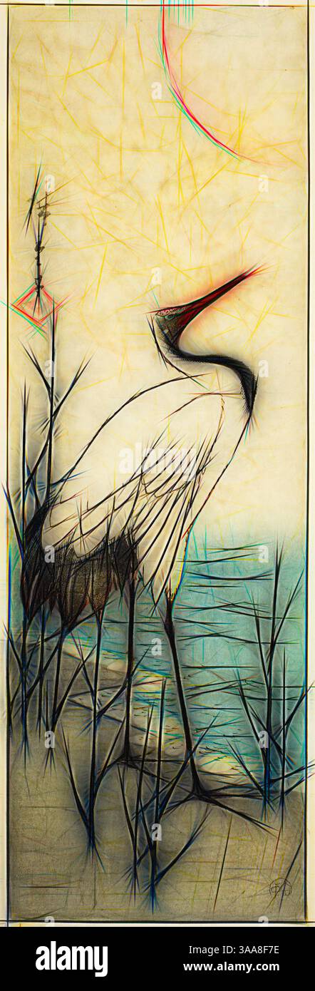 Crane and sun, c. 1843/47, Utagawa Hiroshige 歌川 広重, Japanese