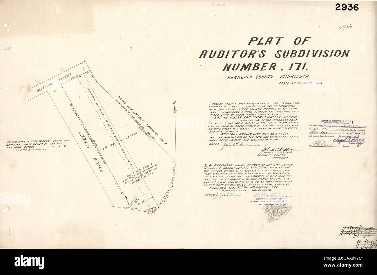This image shows Auditor's Subdivision Number 171, an area within ...