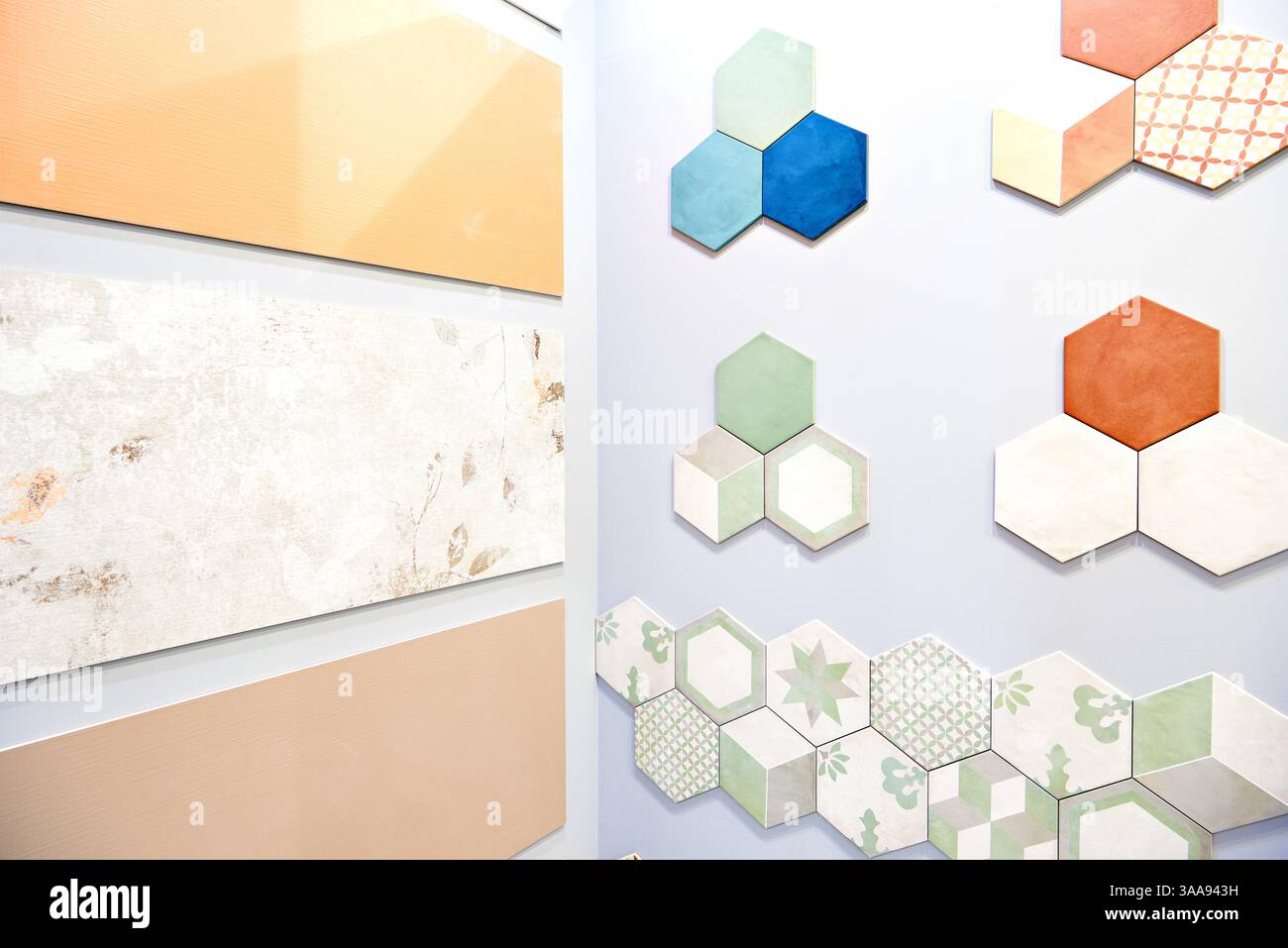 Porcelain stoneware tiles in a store Stock Photo