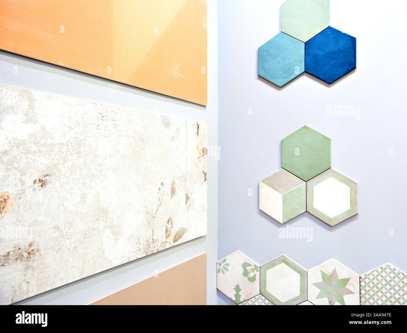 Porcelain stoneware tiles in a store Stock Photo