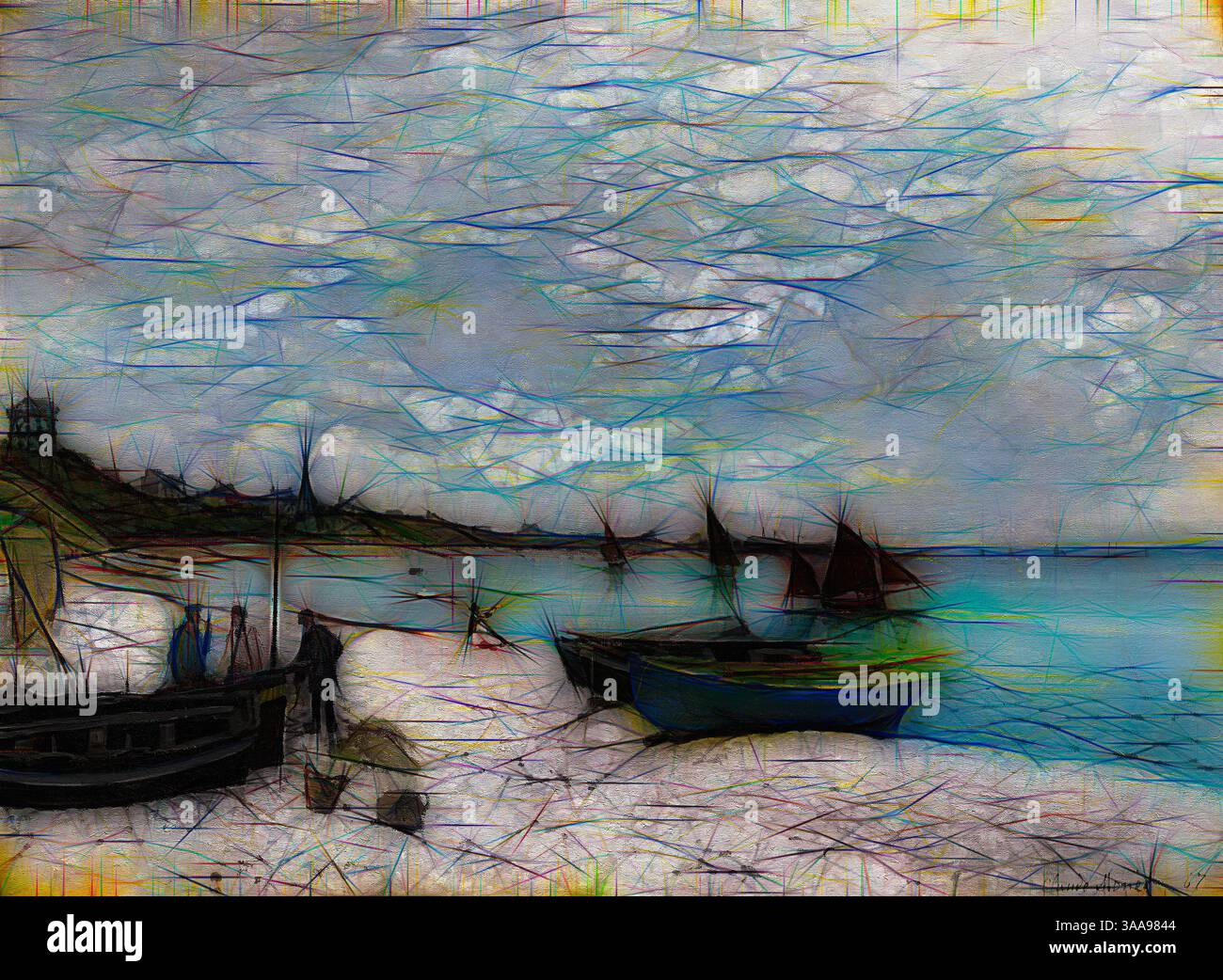 The beach at sainte adresse 1867 oil hi-res stock photography and