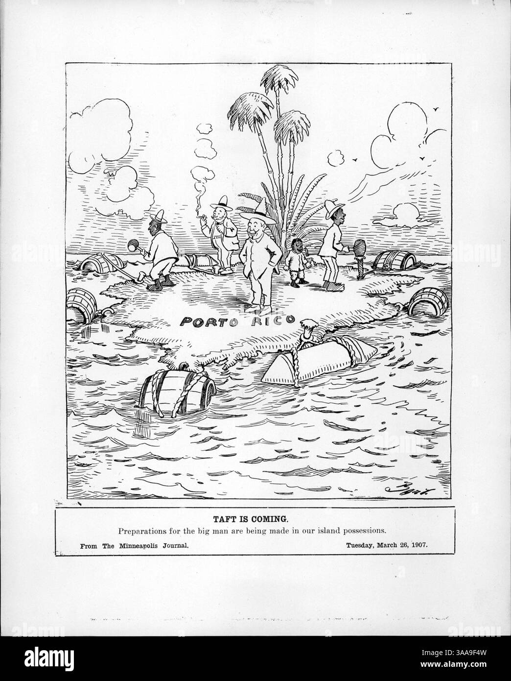 Puerto Rico First Arival A historical image from Hennepin County Library showing preparations in ...
