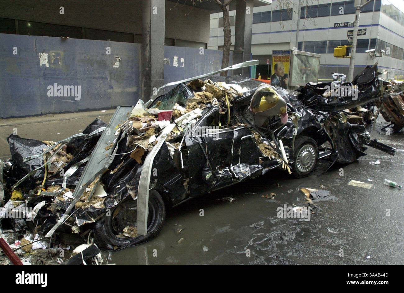 Remains of the World Trade Center Friday, Sept. 14, 2001 in New