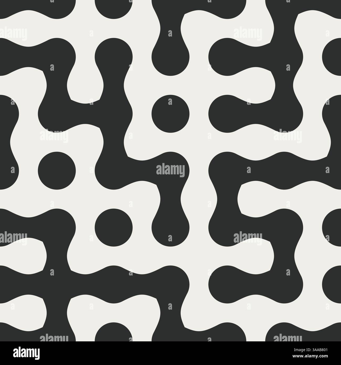 Vector seamless pattern. Repeating geometric background with circles. Monochrome simple pattern Stock Vector