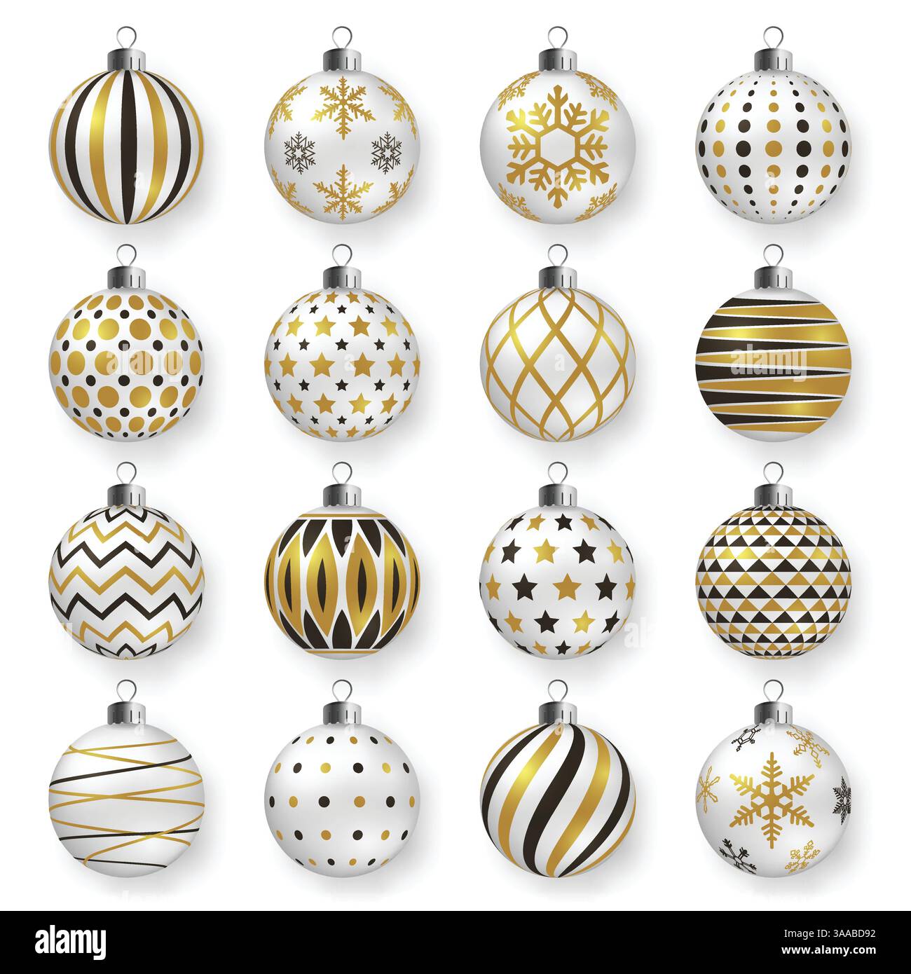 Colorful glossy christmas balls with shadow. Set of isolated realistic ...