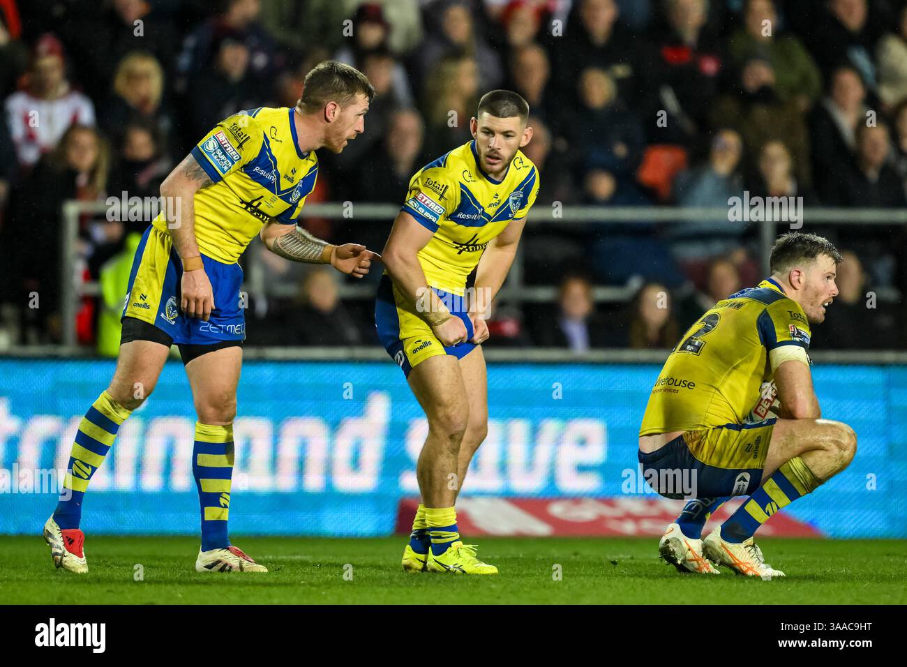 ST. HELENS, ENGLAND - 28 MARCH 2025: Marc Sneyd of Warrington Wolves ...