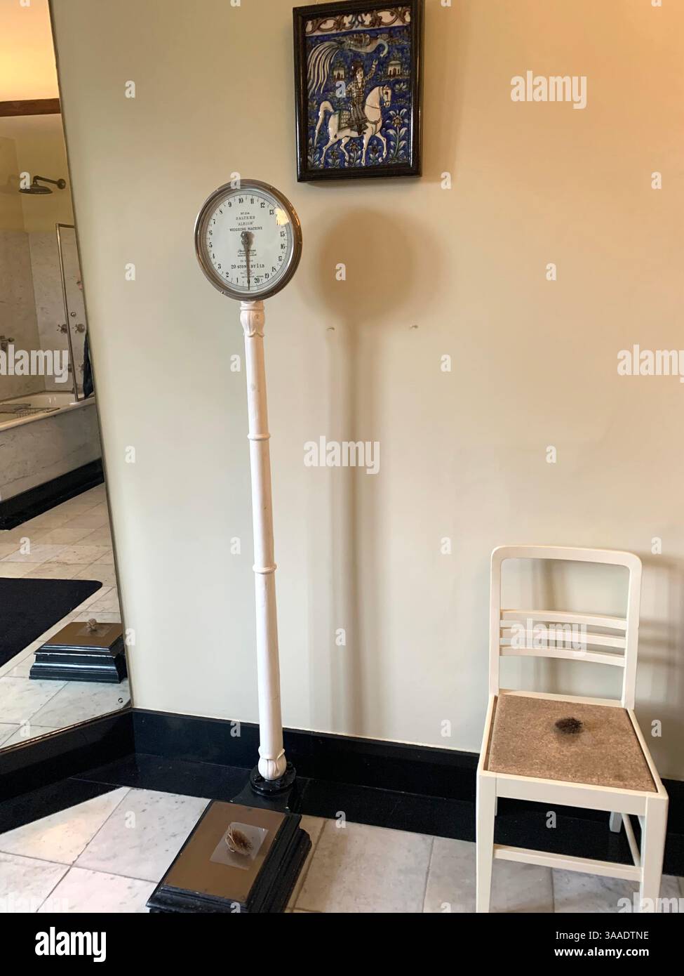 Anglesey Abbey Cambridgeshire UK England Salter Weighing machine pictures carpets carpet decorations library Mary Queen of Scots Henry the eighth - Smartphone Captured Stock Image