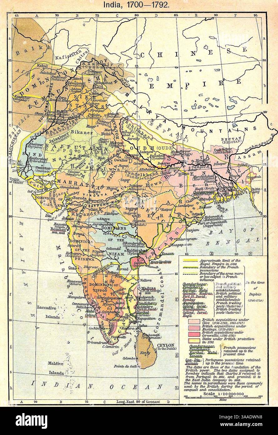 India map 1700 1792 Stock Photo - Alamy