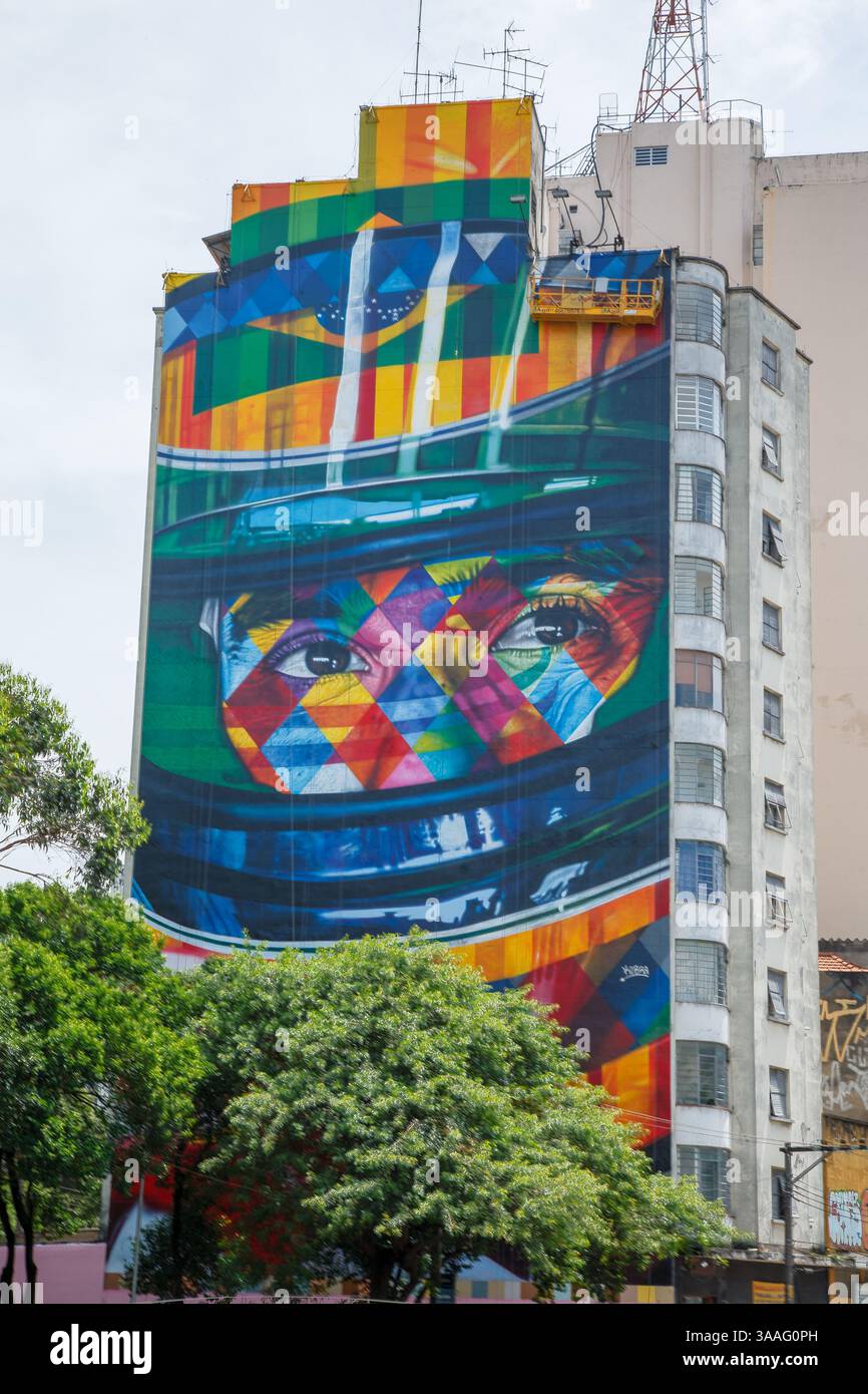 The Ayrton Senna Formula 1 famous brazilian racer grafitti panel on a